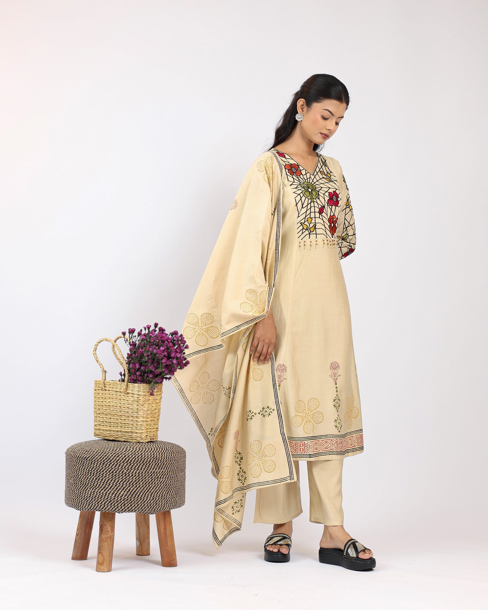 Pashmira Stained Glass Embroidered Anarkali Kurta Set with Palazzo & Dupatta Pashmira Stained Glass Embroidered Anarkali Kurta Set with Palazzo & Dupatta