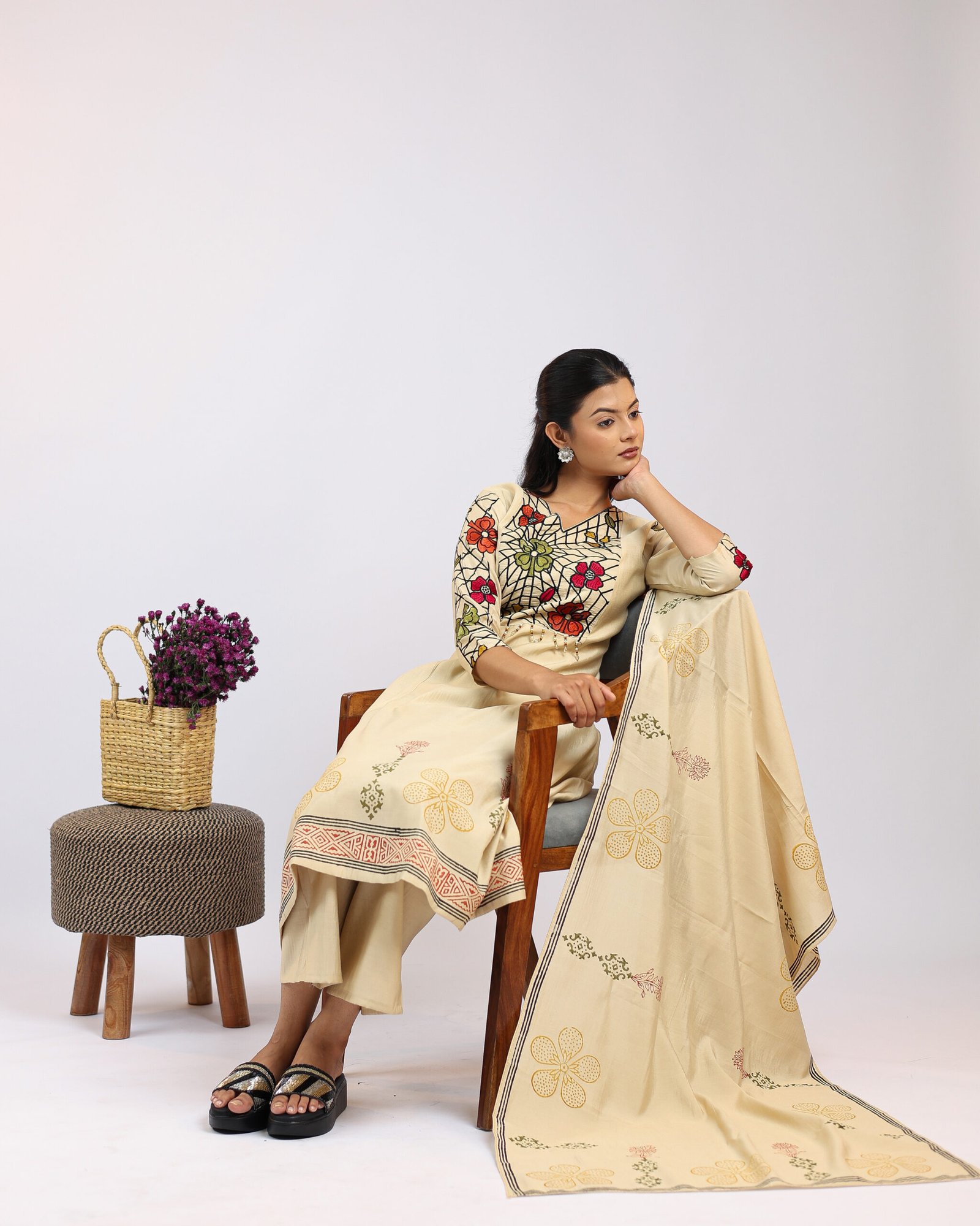 Pashmira Stained Glass Embroidered Anarkali Kurta Set with Palazzo & Dupatta Pashmira Stained Glass Embroidered Anarkali Kurta Set with Palazzo & Dupatta