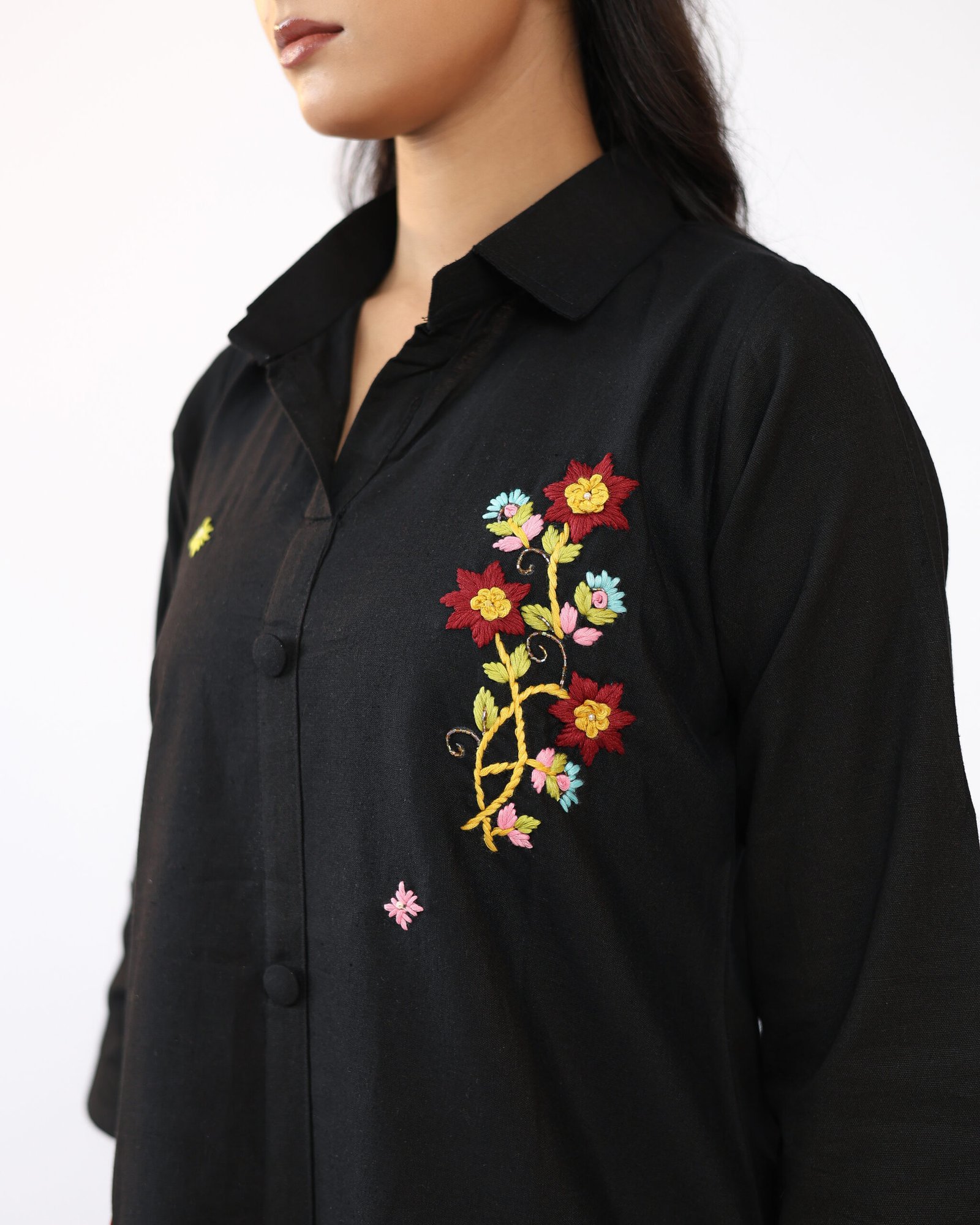 Pashmira Floral Embroidered Cotton Tunic & Trouser Co-ord Set Pashmira Floral Embroidered Cotton Tunic & Trouser Co-ord Set