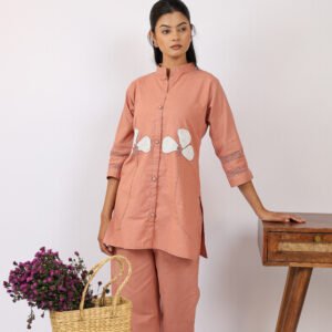 New Arrivals Pashmira Floral Appliqué Cotton Linen Tunic & Trouser Co-ord Set